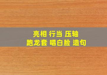 亮相 行当 压轴 跑龙套 唱白脸 造句